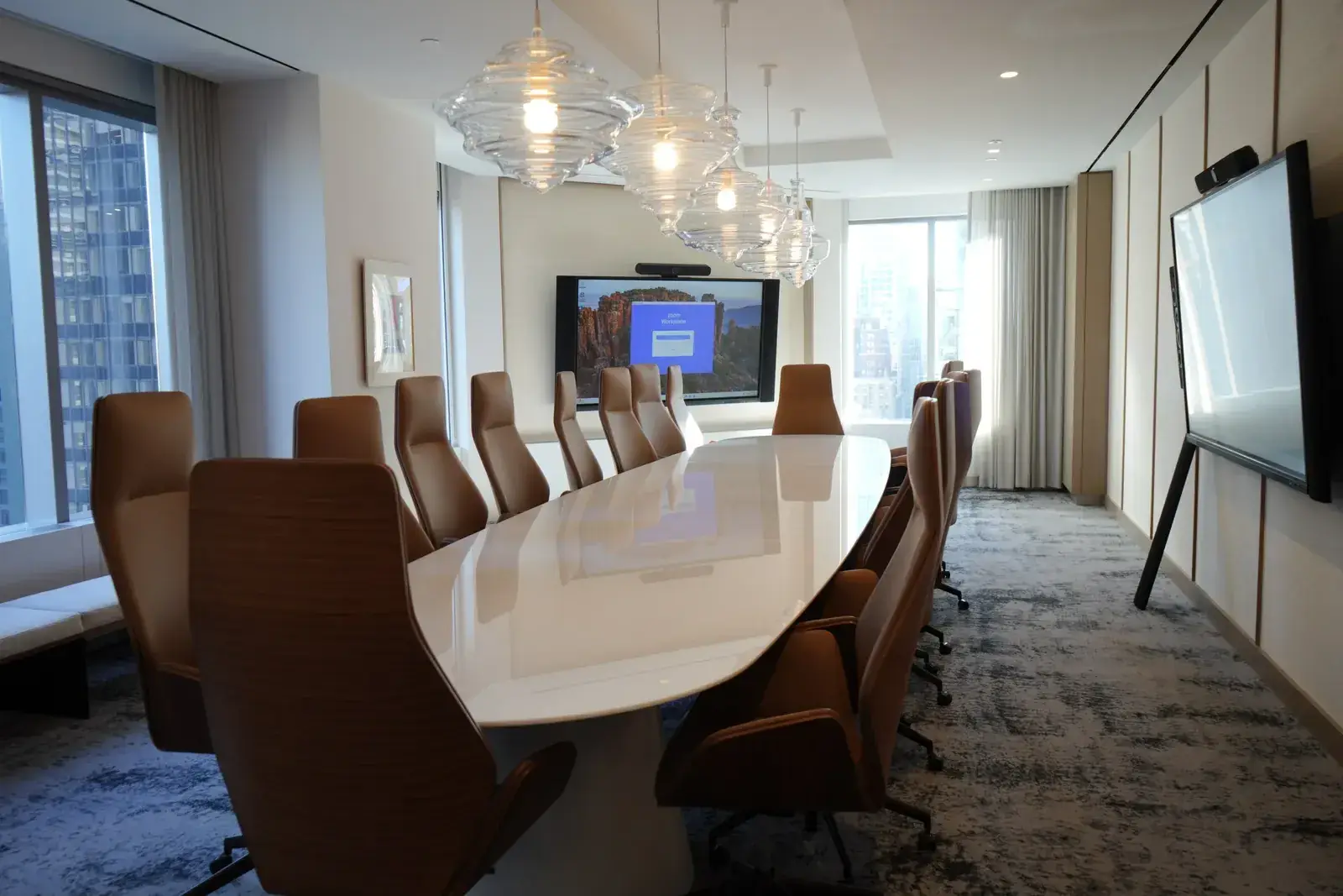 Conference room AV installation in a New York boardroom